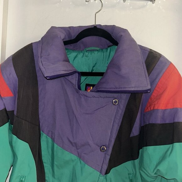 Vintage Andy Johns Multicolor Full Zip Retro 80s 90s Winter Ski Jacket Medium - Picture 3 of 8